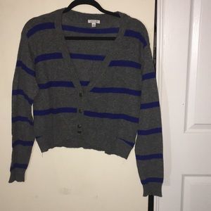 Grey and blue crop top sweater